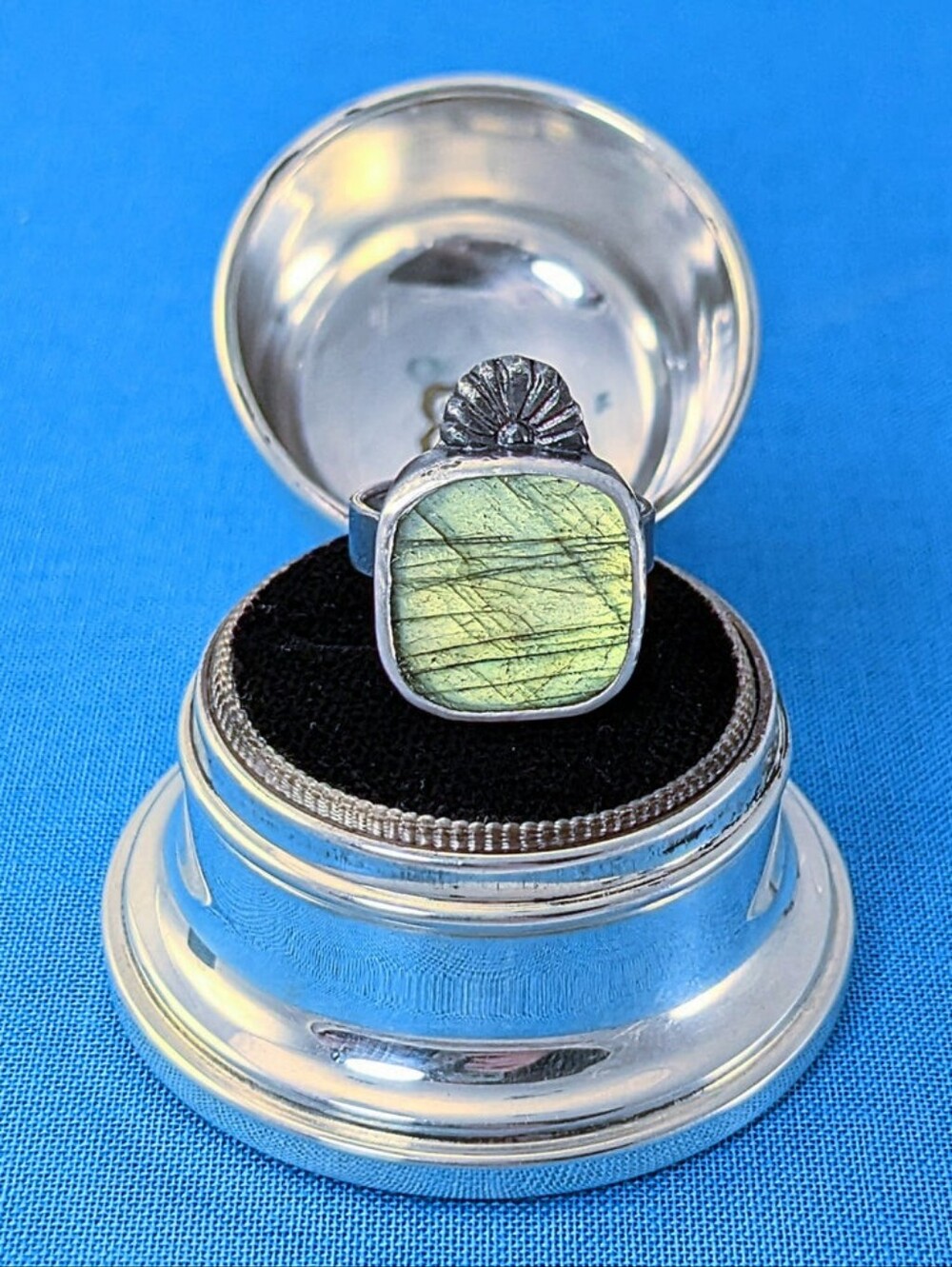 Sterling Silver Labradorite Statement Ring - Green